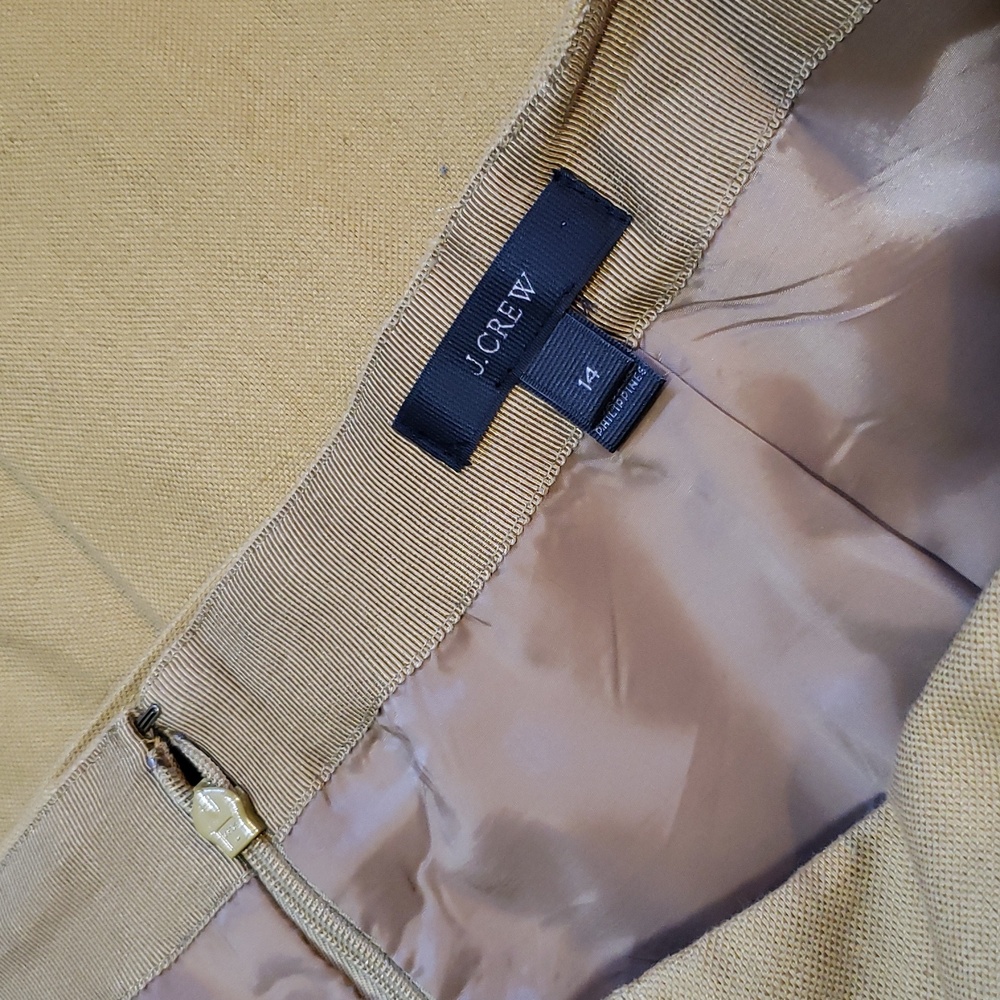 J Crew Tie Waist Skirt In Cotton-Linen, Color "Safari Gold", Size 14 - Picture 8 of 9